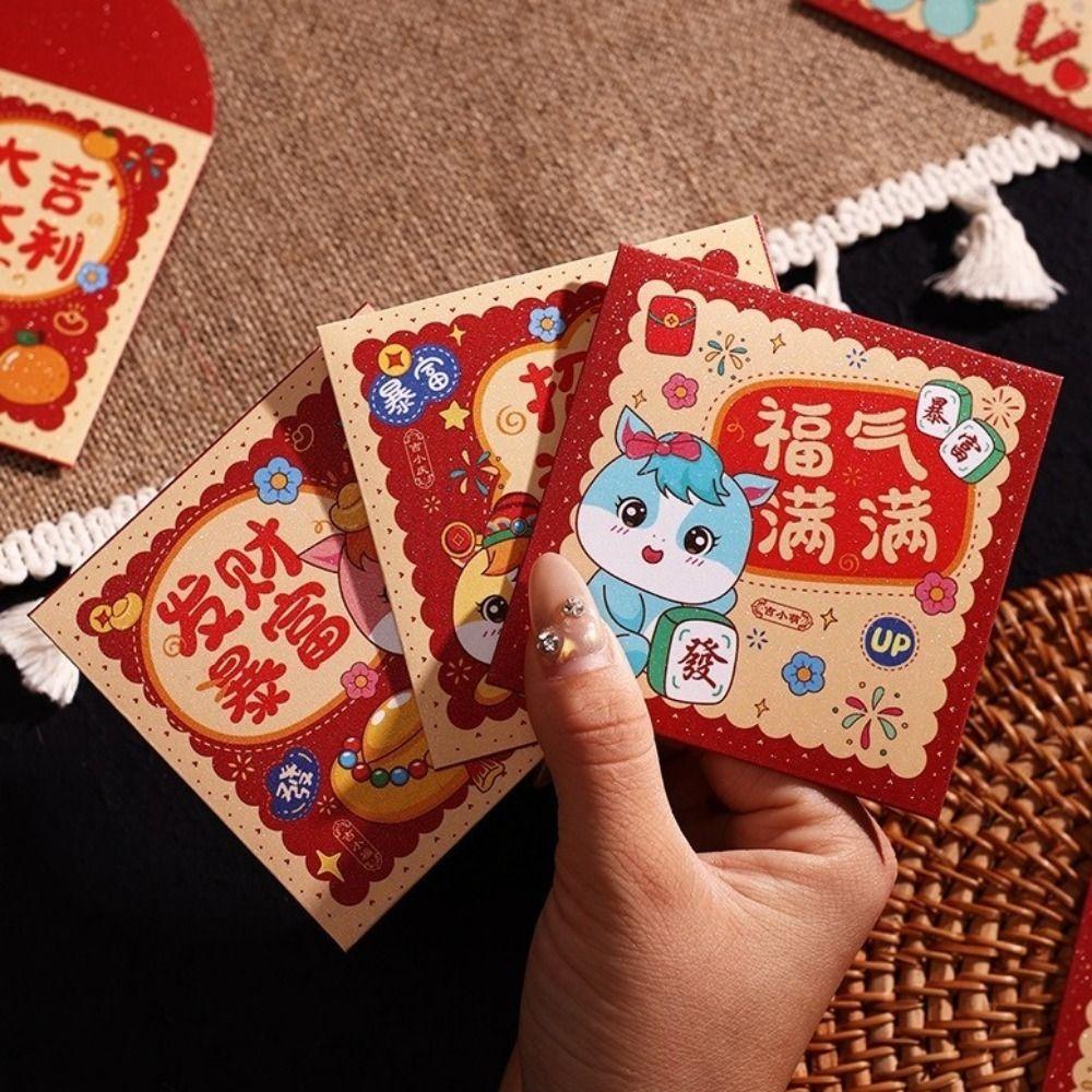 6Pcs Cartoon 2026 Horse Year Red Envelope Paper Red Pocket Cute Lucky Money Bag  Lunar New Year