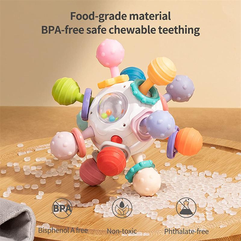 Детские игрушки 0-12 месяцев вращающийся мяч-погремушка захватывающая игрушка для развития ребенка силиконовый прорезыватель детские сенсорные игрушки