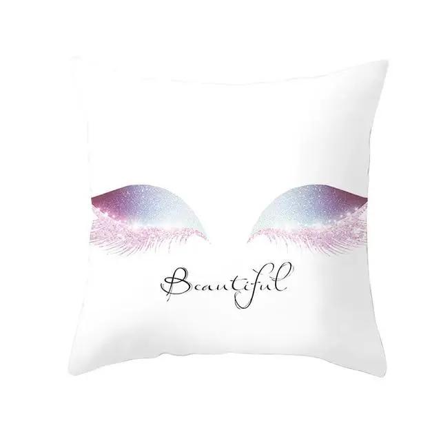 Juste de coussin en polyester avec cils, taie d'oreiller, décoration à la mode, canapé, maison