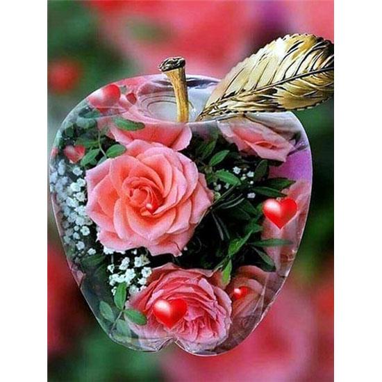 HUACAN Full Square Mosaic Diamond Embroidery Flower In Apple Crystal 5D DIY Diamond Painting