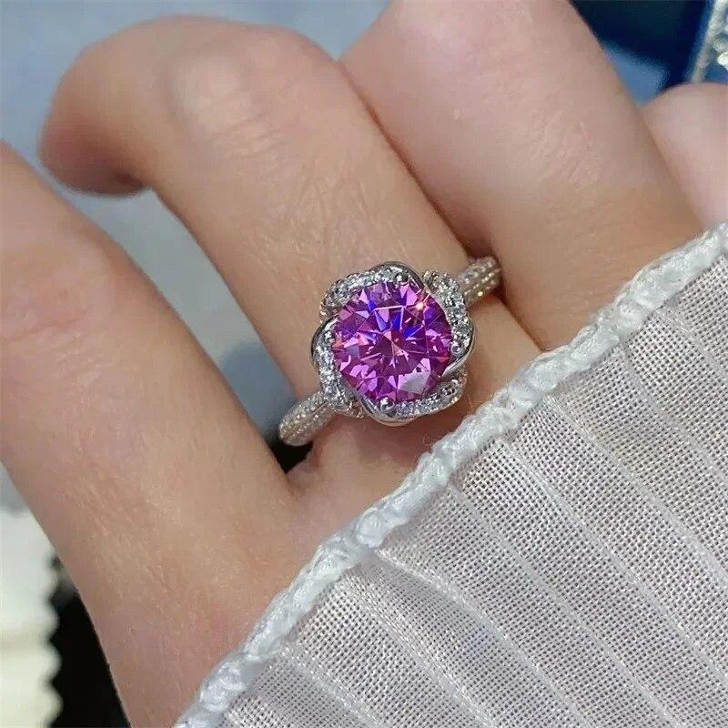 Sace Gems Сертифицированное GRA 1-2CT розовое кольцо с муассанитом VVS1 Lab Diamond Solitaire Кольцо для женщин Обручальное кольцо Ювелирные изделия