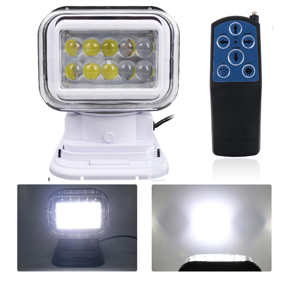1PC 50W 60W Heighten Remote Wireless Control Led Marine Search Light for Offroad ATV SUV Truck Yacht Boat Tractors Led Spotlight