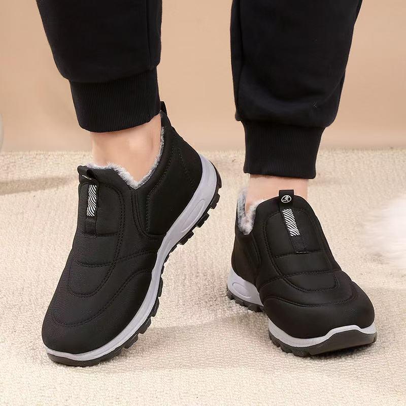 Winter Men'S Large Size Outdoor Short Boots - Fleece Lined Warm, Non-Slip PVC Sole, Round Toe Design, Black Casual Hiking Shoes
