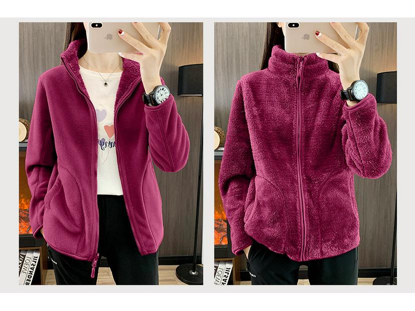 Унисекс флисовая толстая куртка - подкладка из кораллового флиса для осени и зимы