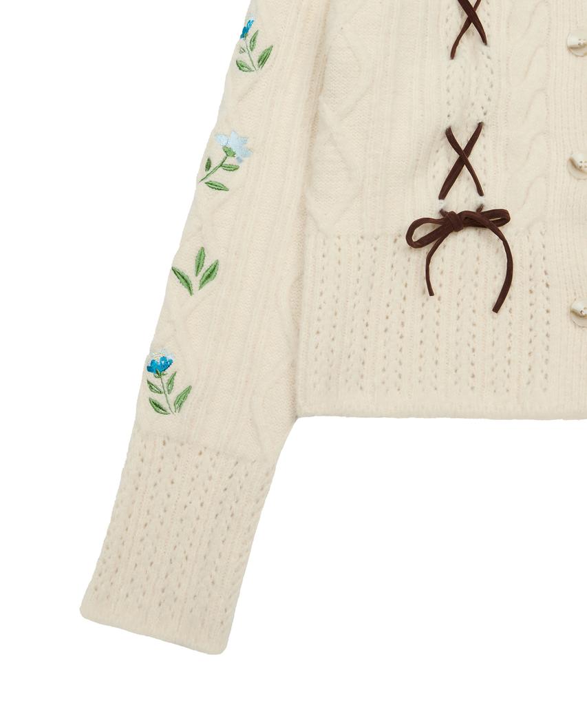 LARTIGENT [Disney]Snow White_Ribbon Knit Cardigan(Cream)