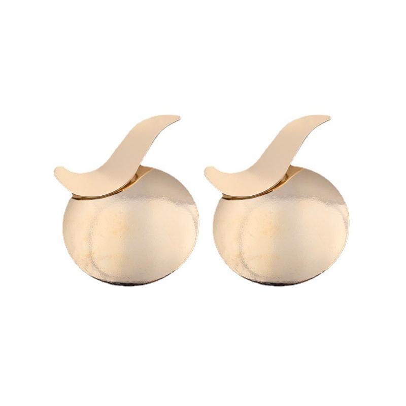 New Exaggerated Women's Hanging Earrings Gold Color Metal Round Uneven Folded Fan Dangle Earrings for Female