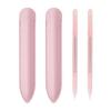 2Pcs/Set Glass Cuticle Pusher Nail File Glass Manicure Stick with Cleaning Double Sided Imitation Leather