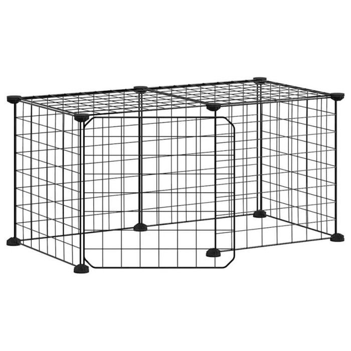 3114050 vidaXL Pet Cage with 8 Panels and Door Black 35x35 Cm
