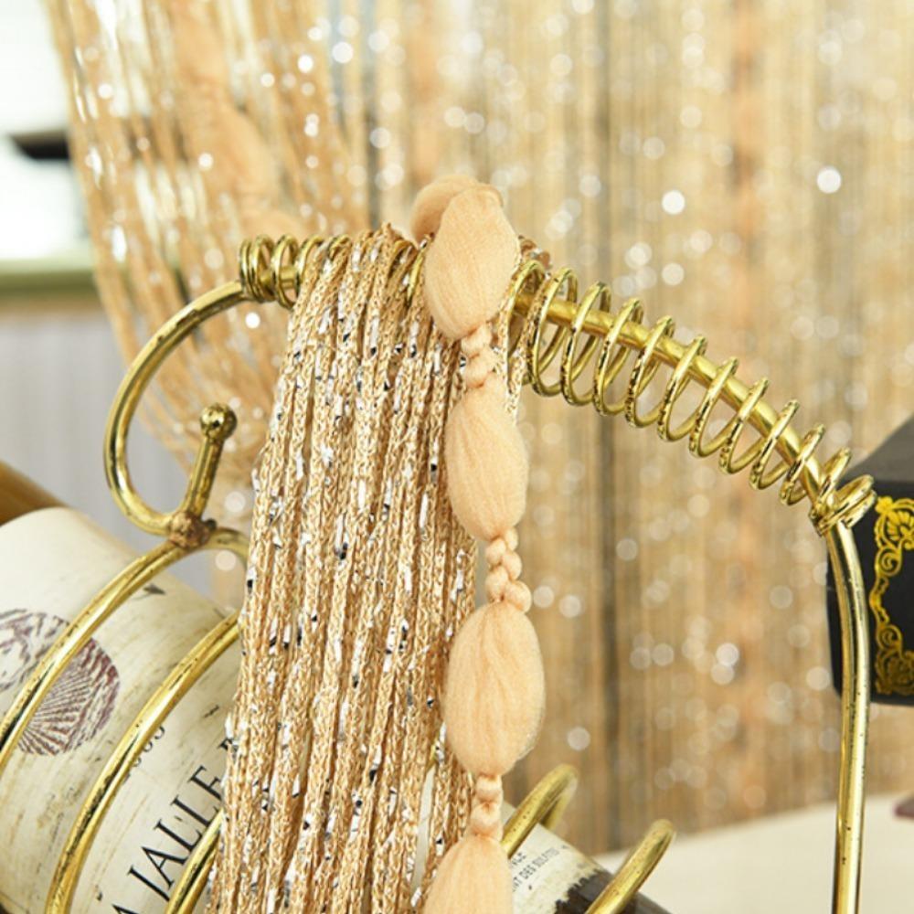 Дверная занавеска-струна 2 м x 1 м, плоская ленточная нить с мохнатыми кисточками, разделитель комнаты, домашний декор, занавеска с пайетками для дверного проема, дверные занавески-струны