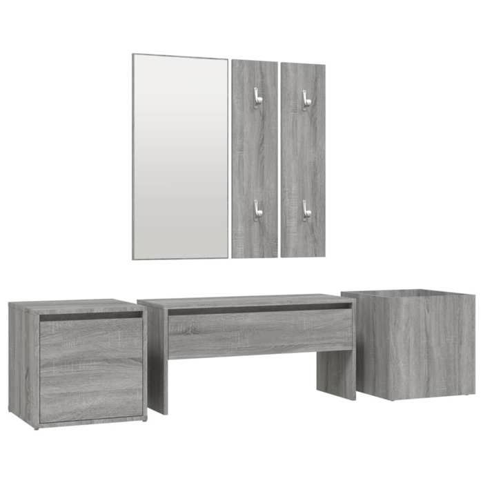 VidaXL Ensemble de Meubles de Couloir Banc d'Entrée Boîte de Rangement Miroir de Coiffeuse Porte-manteau Sonoma Gris Bois 3120201