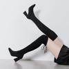 New Autumn and Winter Knee Boots Women's Long Boots Small Long Boots Thick Heel High Heel Pointed Suede Thin Boots