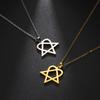 Classic Simple Heartagram Star Heart Stainless Steel Pendant Necklace Jewelry