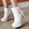 Elegant Short Boots Autumn Winter Shoes Women's Ankle Boot Platform Sweet Black White Pink Heeled Party Dance Shoes Ladies
