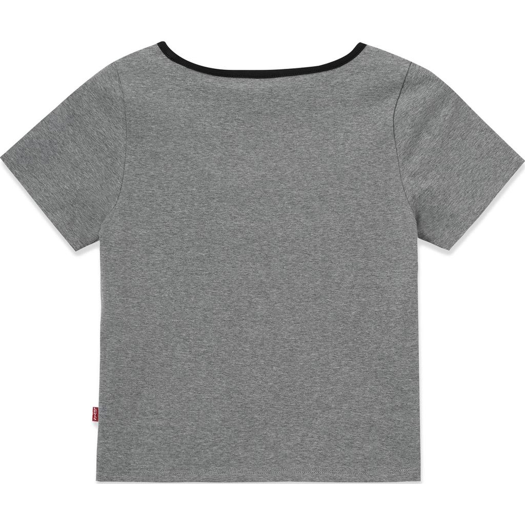 Коллекция Лето 2024 Levis Жаккардовая футболка с квадратным вырезом и короткими рукавами Женские футболки Серый 0019T-0002