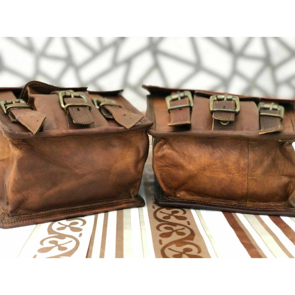 Leather Side 2 Bags Pouch Saddlebags Panniers New Motorcycle 2 Pcs Side Pouch