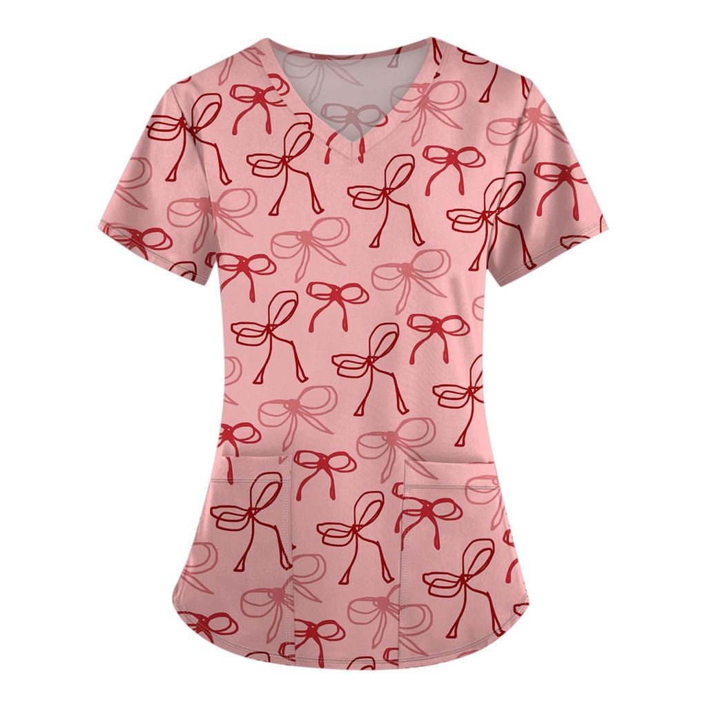 Женский модный комбинезон с короткими рукавами и принтом в виде банта и карманами