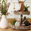 3 Pcs Easter Bunny Easter Decorations Rustic Wooden Table Centerpiece Signs Farmhouse Wood Bunny Tiered Tray Decor for Table Vintage Easter Gifts