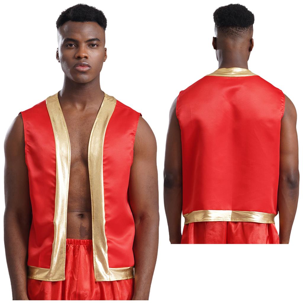 Men's Adults Toad Costume Vest Halloween Cartoon Captain Cosplay Open Front Waistcoat