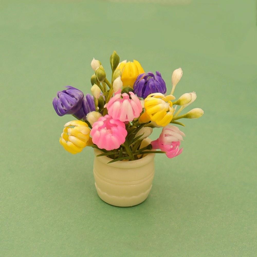 3pcs Plastic Green Luo Plant 1:12 Finished Flower Vase Potted Plant Doll House Accessories