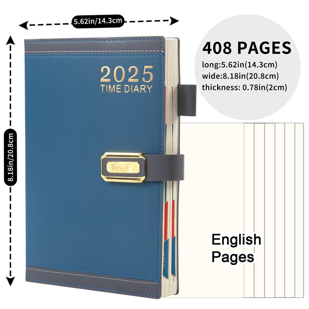 Кожаная книга учета рабочего расписания на 2025 год формата А5, страницы на английском/испанском/французском языках, ежедневник для студентов, блокнот, памятка