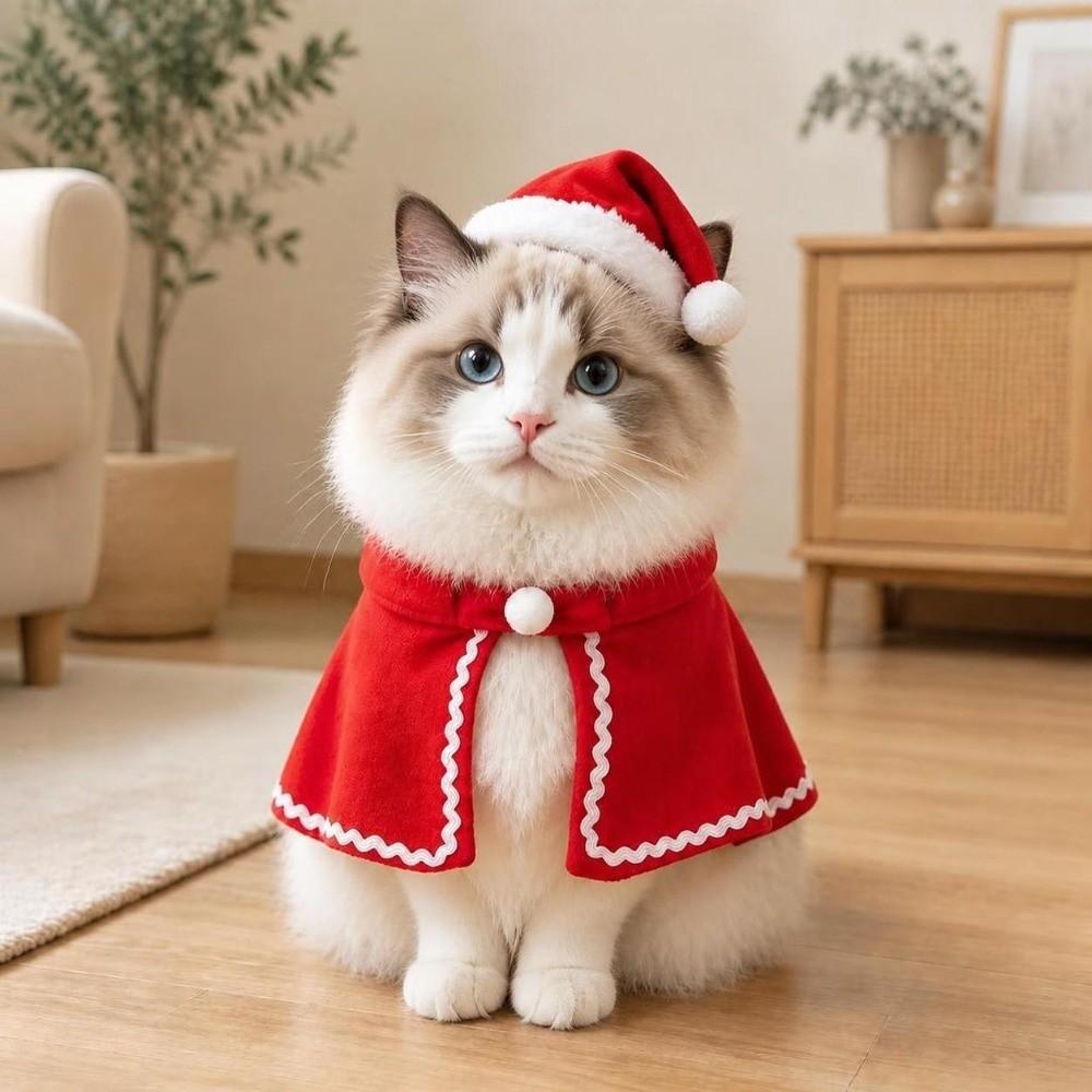 Red Dog Festive Costume Festive Holiday Pet Cloak Cute Pet Christmas Cape Cat Dog