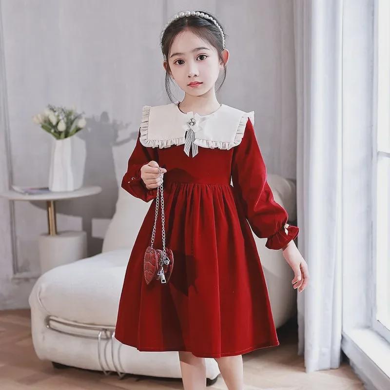 Стильное платье принцессы с длинными рукавами для девочек - мода весна/осень