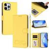 Happy Heart Pattern Magnetic Closure Vegan Leather Phone Case With Wrist Strap For iPhone Shockproof Protective Cover