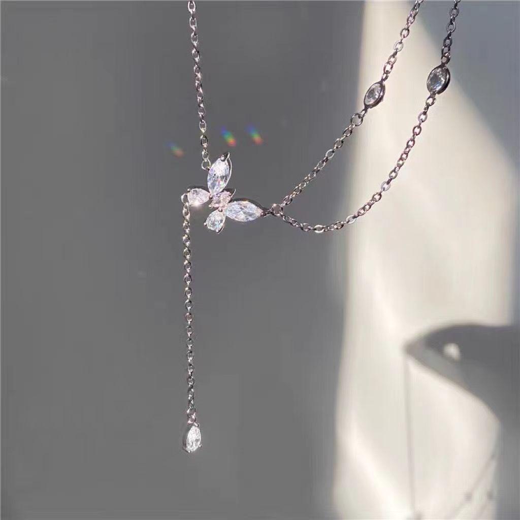 Высококачественное ожерелье с кисточками в виде бабочки, инкрустированное микроцирконием — модный нишевый дизайн лета 2022 года для женщин