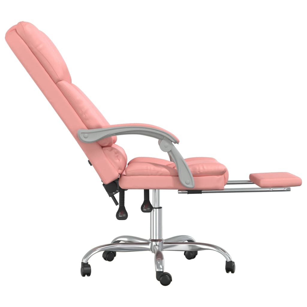 Office Chair with Massage Function Pink Artificial Leather