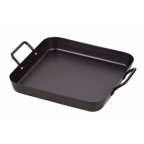 PEARL METAL Grill Pan, Black, 25x25cm, Iron Square Plate, Compatible with Induction and Gas, HB-4514