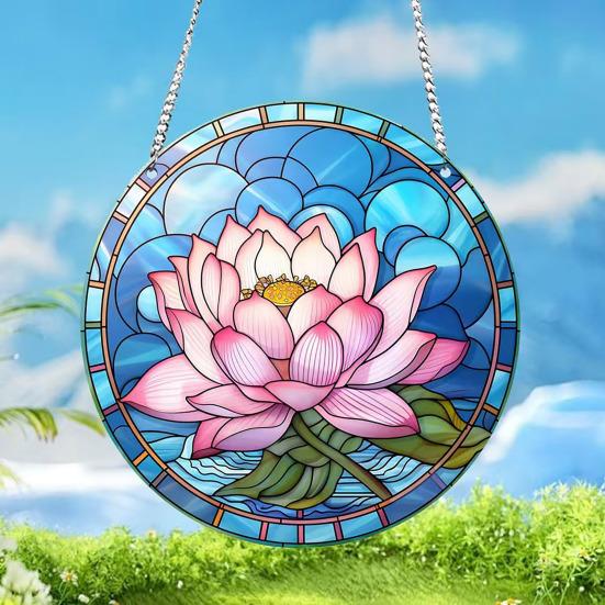 Stained Glass Flower Hanging Decoration Living Room Wall Window Hanging Floral Plants Ornament
