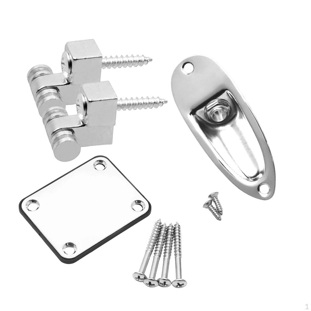 Electric Guitar Neck Plate Parts with Screws 4 Holes Metal Rectangle Thick Connecting