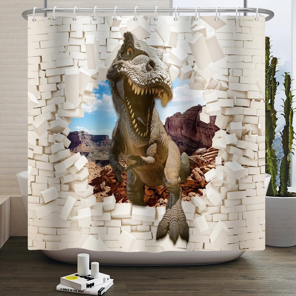 Забавная шторка для душа с динозаврами для ванной комнаты, милая шторка для ванной с животными, крутая шторка для ванной с динозаврами для детей, водонепроницаемая шторка для ванной, декор