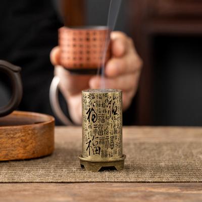 Цилиндрическая вертикальная курильница для благовоний, маленькая, из сплава, держатель для благовоний, для ароматерапии, для дома, украшение, китайские курильницы для благовоний