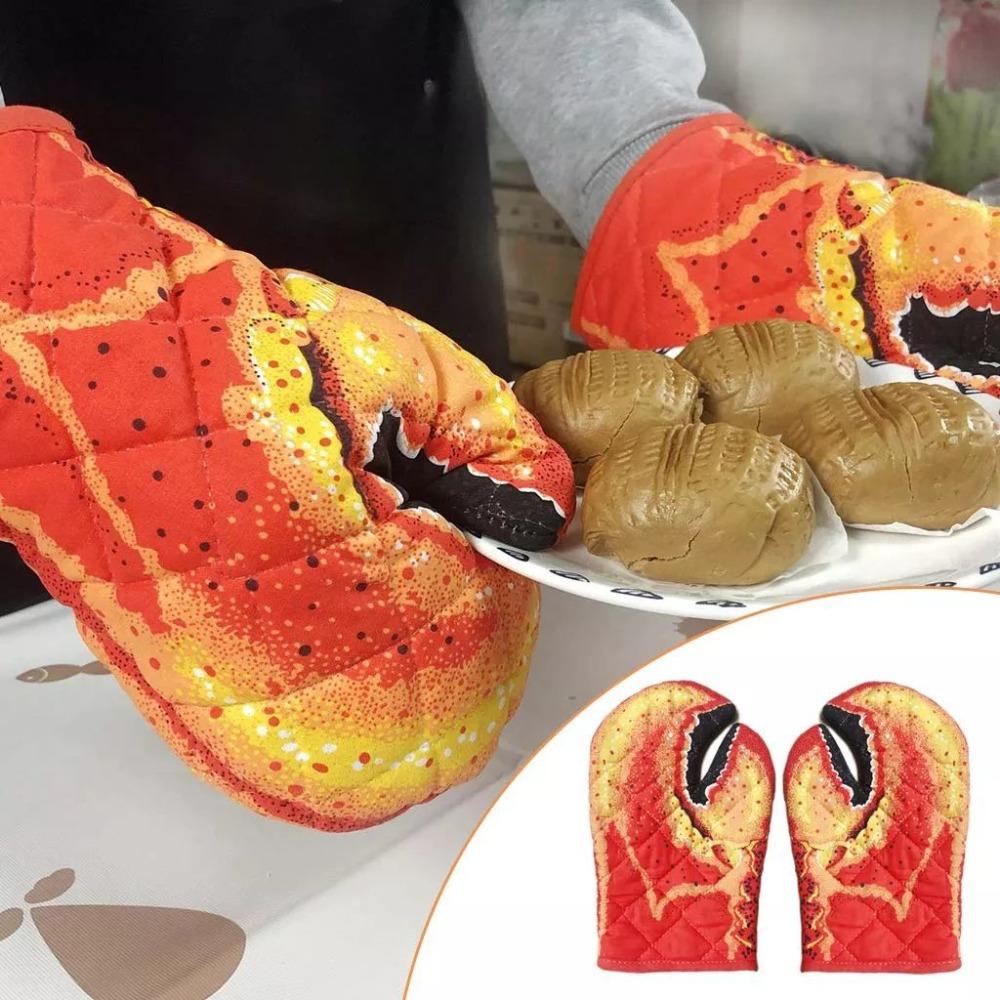 Cake Heat Resistant Anti-Scalding Lobster Claw Oven Mitts Insulation Gloves Non-Slip Cotton