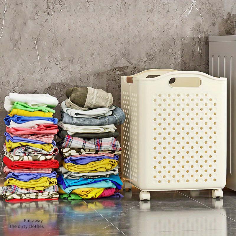 Extra Large Folding Laundry Basket Durable PP Multi-Purpose Dirty Clothes Storage Basket for Bedroom & Bathroom Household