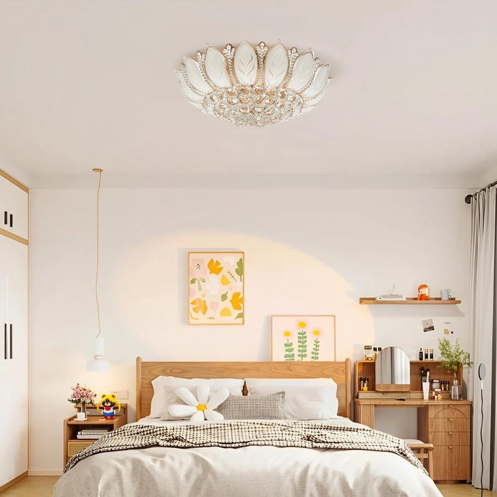 Потолочный светильник Bymaocar в форме цветка лотоса, патрон E12, для внутреннего освещения спален, коридоров и столовых площадью 215,28 кв. футов