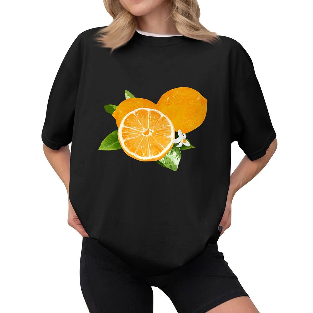 Women's Casual Printed T-Shirt Round Neck Pullover Short Sleeve Top