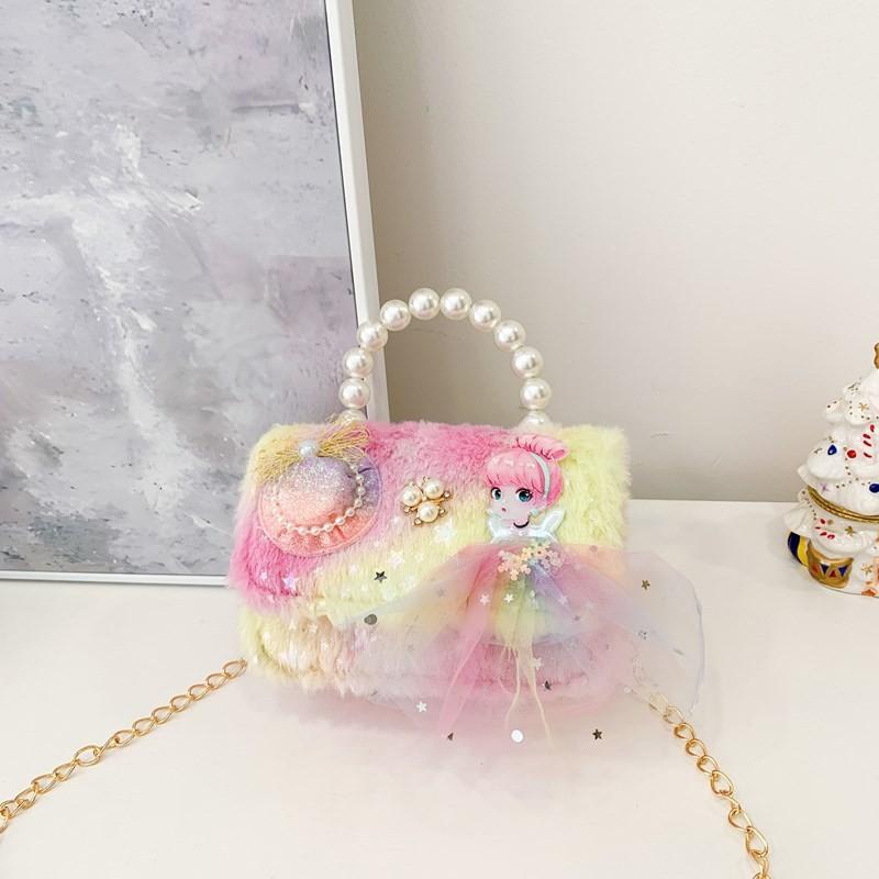 Plush Chic Pearl Handbag For Kids Trendy Mini Shoulder Bag In Vibrant Colors