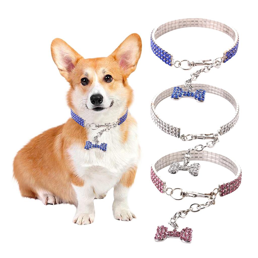Pet Dog Bling Rhinestone Collars Fancy Necklace For Cats Small Dogs Female Puppy Collars