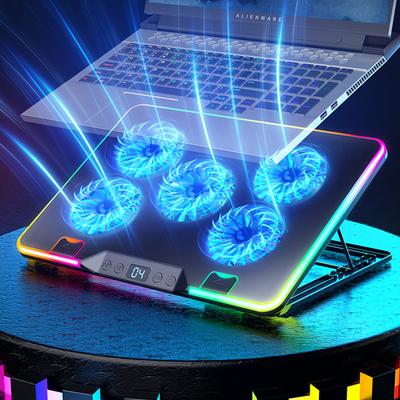 Охлаждающая подставка для ноутбука RGB со светодиодным экраном, воздушный охладитель, подставка для ноутбука с 2/5 вентиляторами, регулируемая игровая охлаждающая подставка