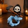 3D-печатная статуэтка Жнеца из ПЛА с облачным основанием, Милая модная фигурка, Коллекционный подарок, Статуэтка скелета с косой, Хэллоуинское украшение