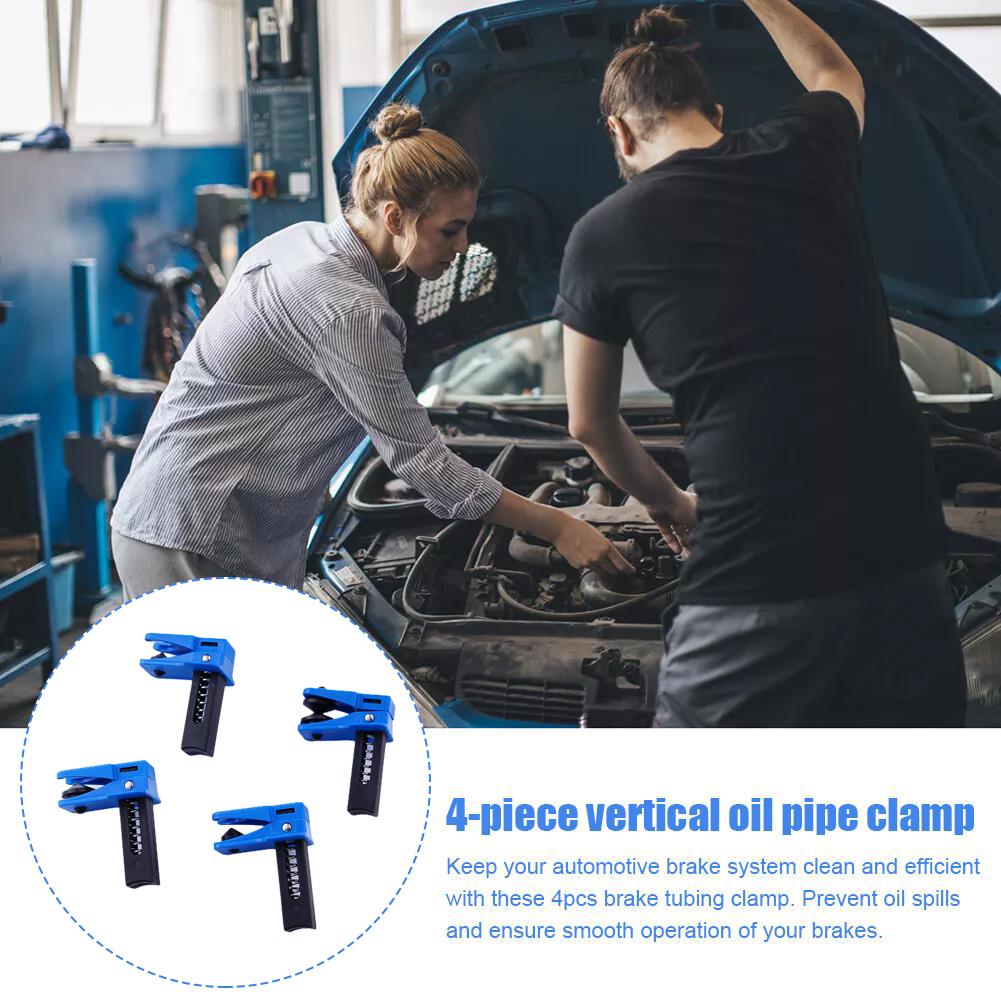 4Pcs Brake Tubing Clamp Oil Pipe Plug Hose Line Block Off Cap Set for Auto Motorcycle Repair Maintenance Tools