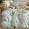 Cute Fresh Milk Fleece Bedding Set Soft Warm Coral Bed Sheet Winter