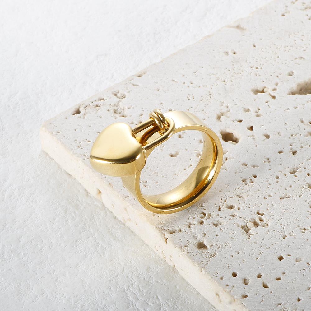 Простое кольцо с сердечком для женщин, пара, из нержавеющей стали, золотого цвета, с подвеской в ​​виде сердца, кольца для рук, модные вечерние ювелирные изделия, подарок, оптовая продажа