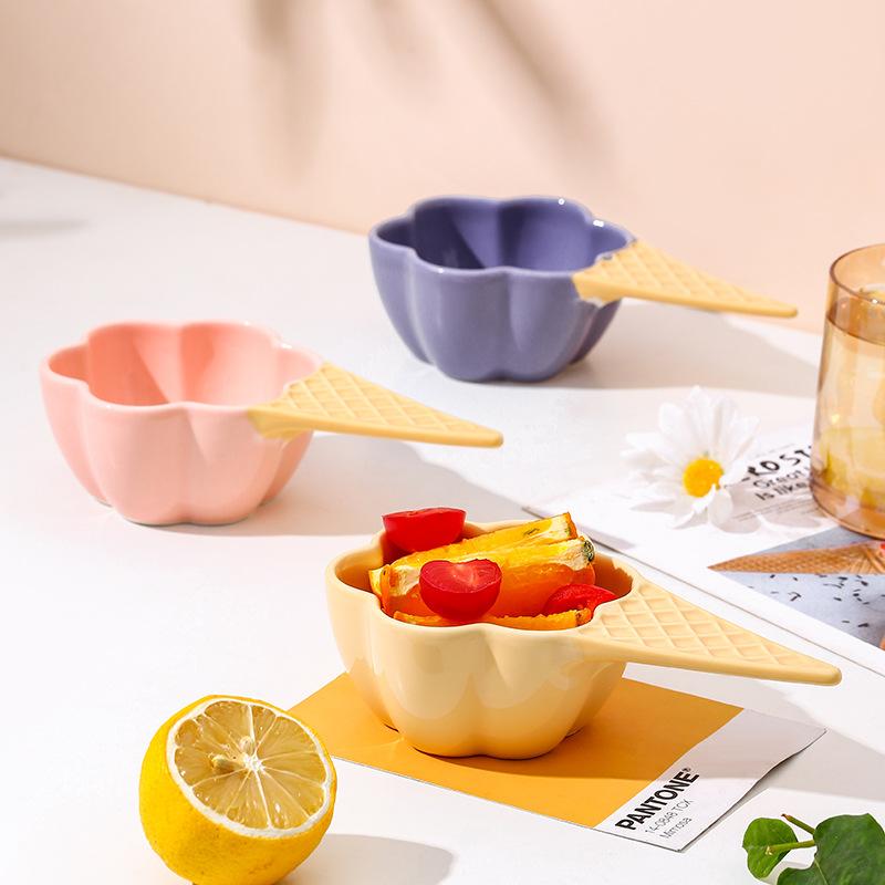 Factory Direct Lelyi And Cute Ice Shaped Ceramic Bowl High Aesthetic Value Ice Bowl