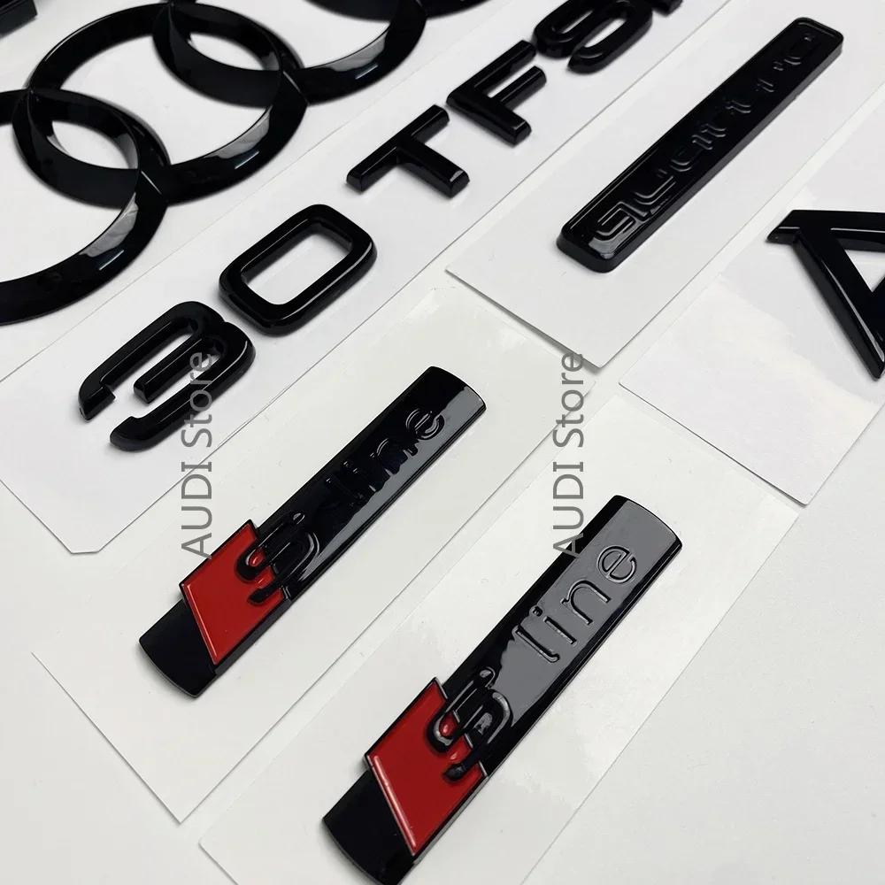 All q2 A1 4-Ring logo ABS Black Car Hood Front Bonnet Grill Rear Trunk Emblem Badge Sticker A1 mark 30TFSI Quarrto Emblem