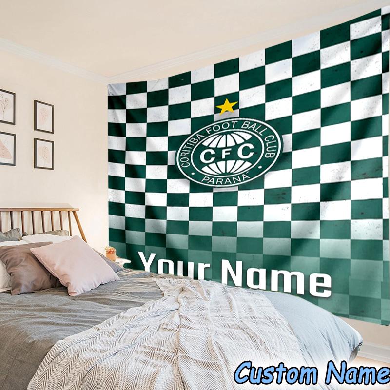 Custom Name Coritiba Football Club Emblem Printed Tapestry, for Bedroom,Livingroom, dormitory, Large Wall Decor, Fabric Decor Fan Birthday Gifts
