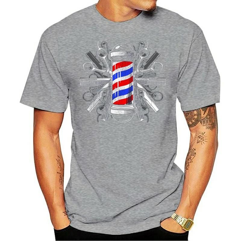 Summer Cool Tee Shirt Barbers Pole Scissor Hair Clippers Comb T Shirt - Barber Tee Cotton T-shirt