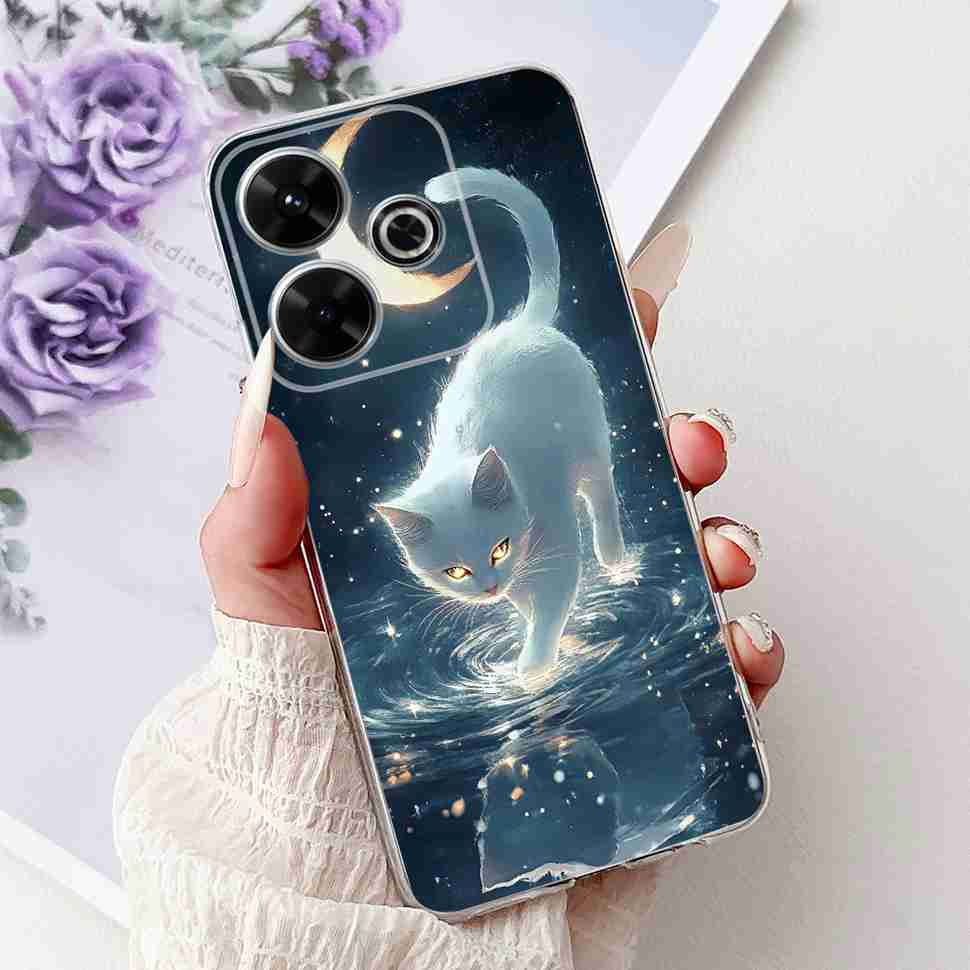 For Xiaomi Redmi 13 4G Case Fashion Girl Flower Silicone Soft TPU Shockproof Cover Coque For Redmi13 redemi13 Bumper Phone Case
